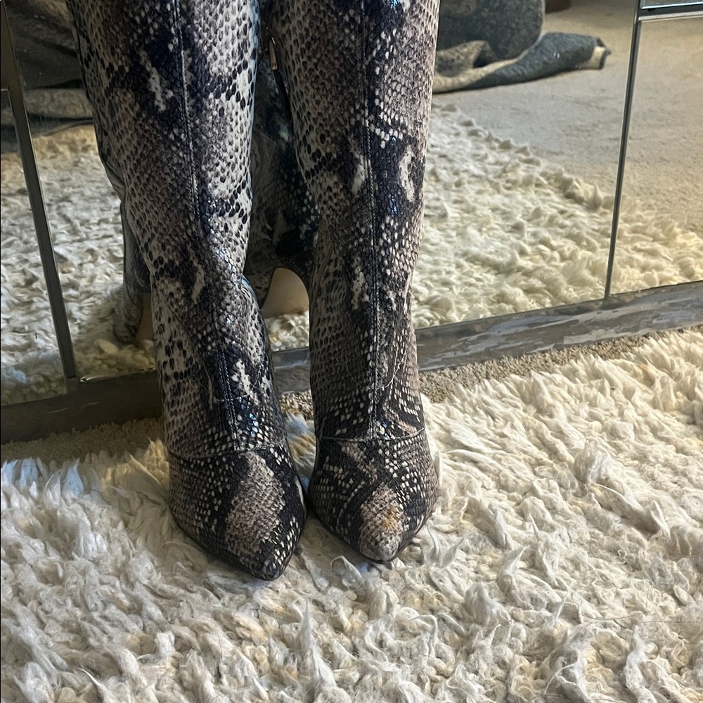 Guess Naddy Snakeskin Heeled Over The Knee Boots - Picture 5 of 10